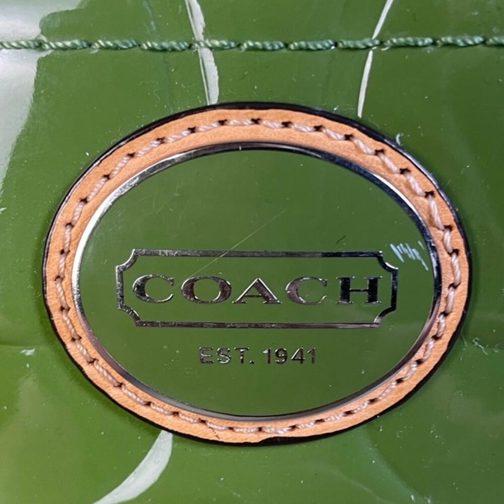Coach Peyton Apple Green Patent Leather Embossed “C” Logo Tote Bag - Picture 2 of 10
